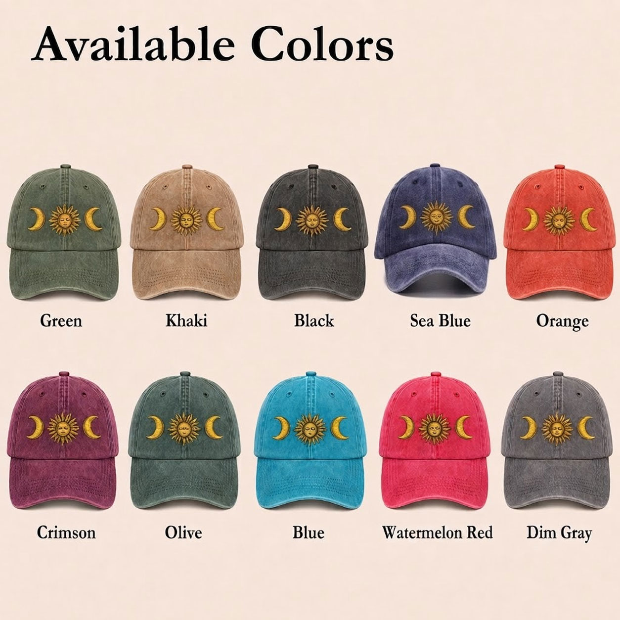 Moonnora Opposite Sun and Moon Embroidered Tarot Baseball Cap