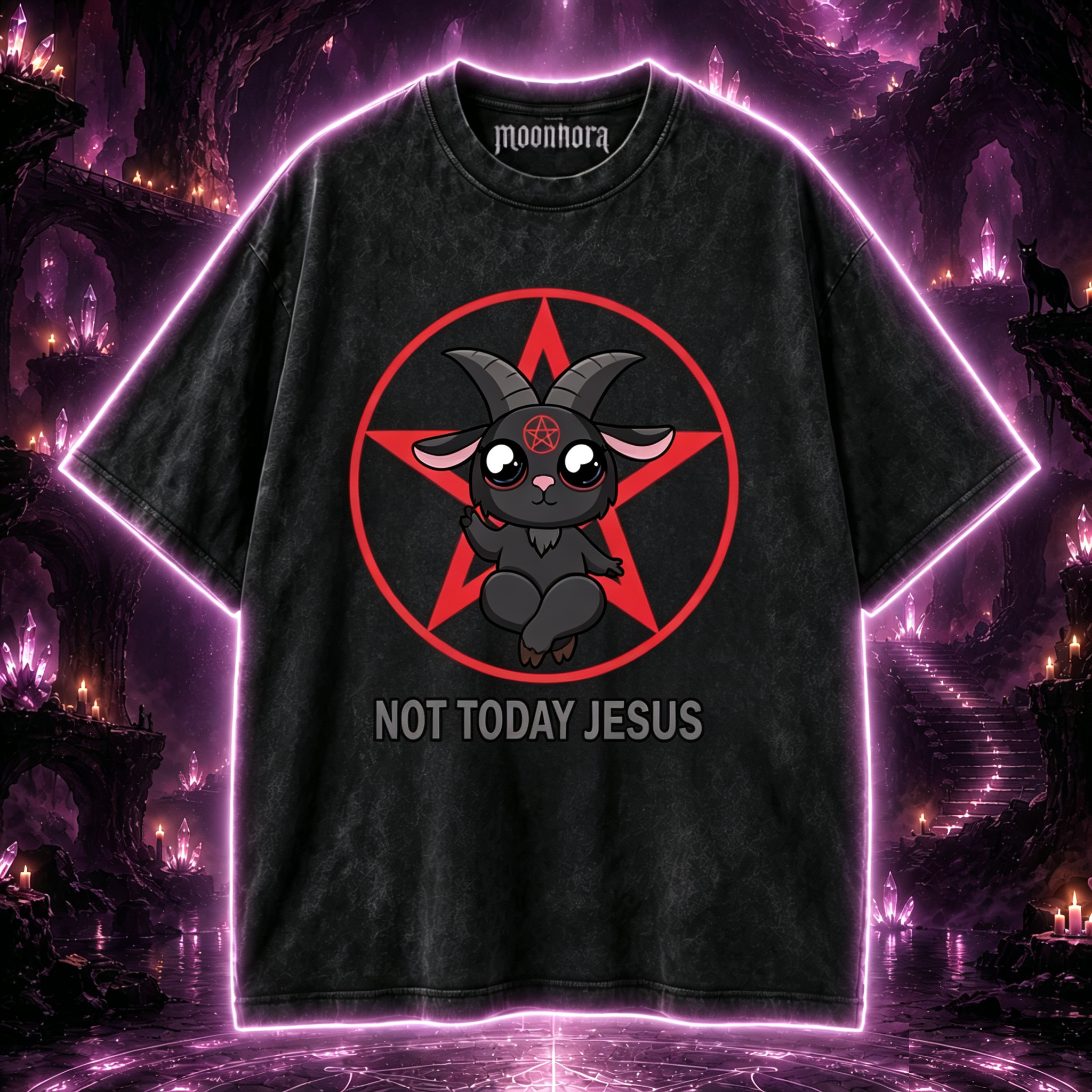 Moonnora Not Today Jesus Washed T-Shirt