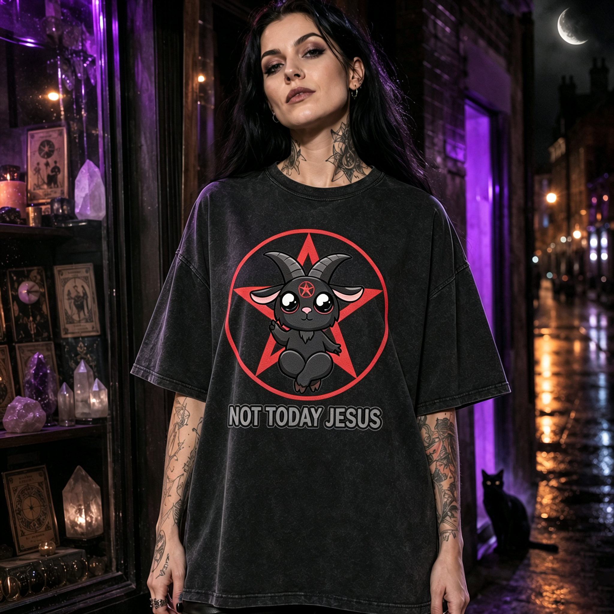 Moonnora Not Today Jesus Washed T-Shirt
