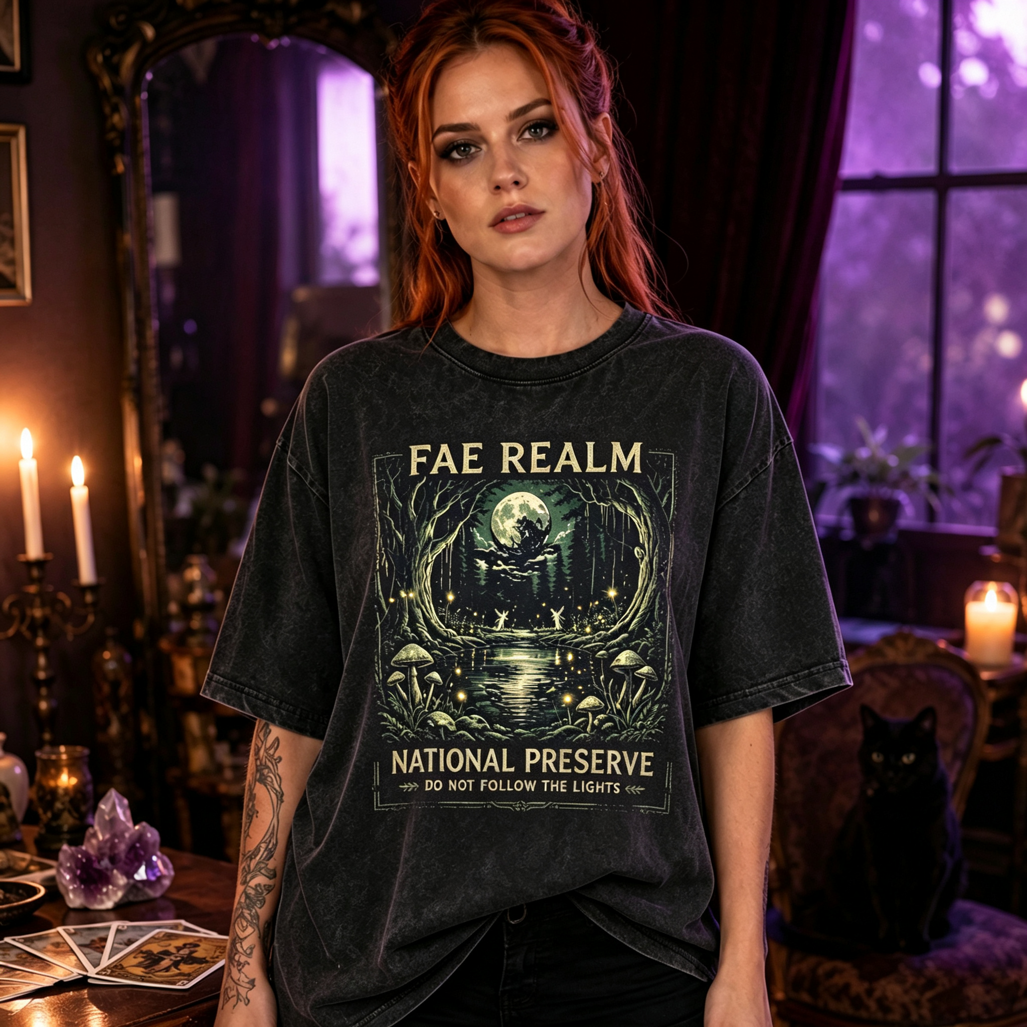 Moonnora Fae Realm National Preserve Washed T-Shirt