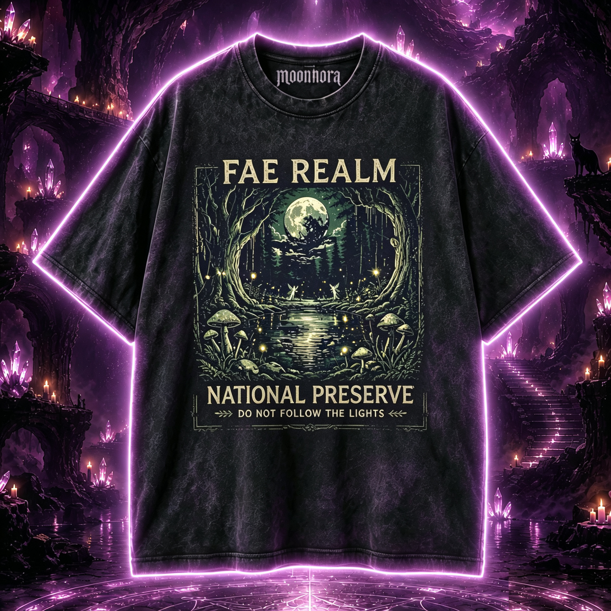 Moonnora Fae Realm National Preserve Washed T-Shirt