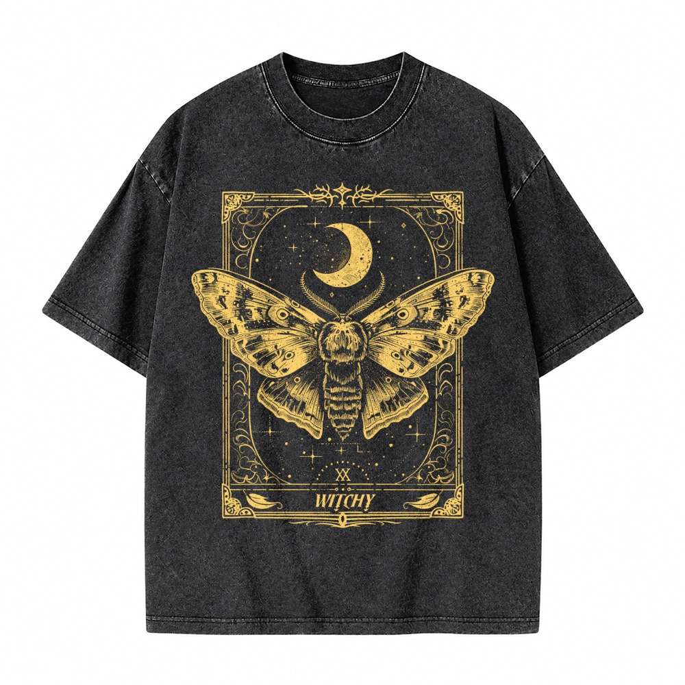 Moonnora Gothic Raven Dark Academia Witchy Tarot Card On Comfort Colors Washed T-Shirt