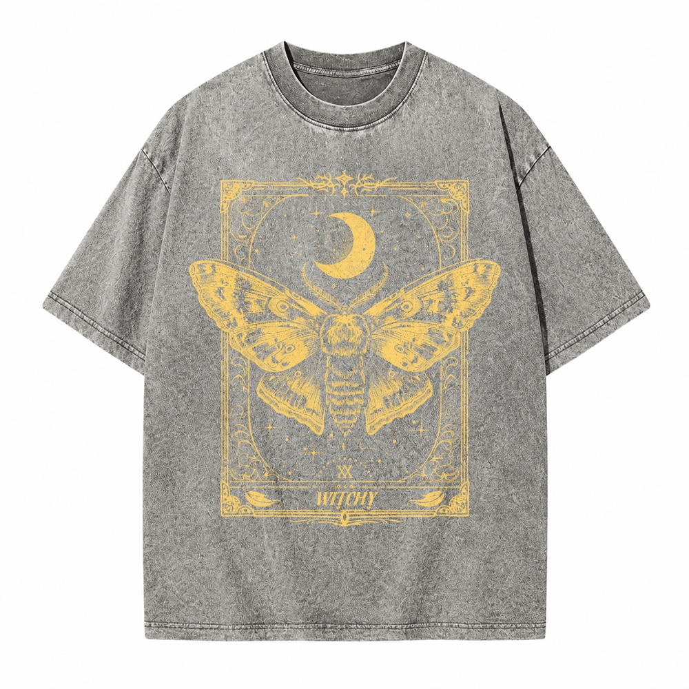Moonnora Gothic Raven Dark Academia Witchy Tarot Card On Comfort Colors Washed T-Shirt