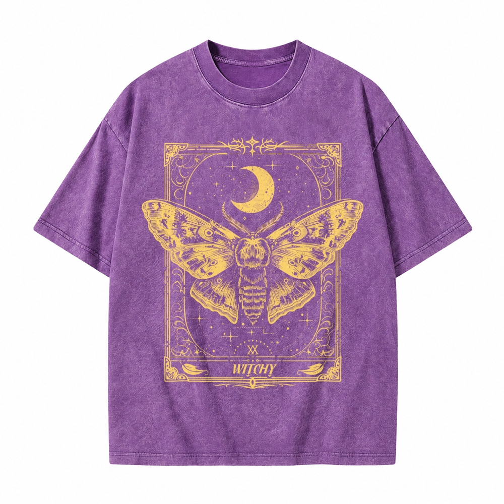 Moonnora Gothic Raven Dark Academia Witchy Tarot Card On Comfort Colors Washed T-Shirt