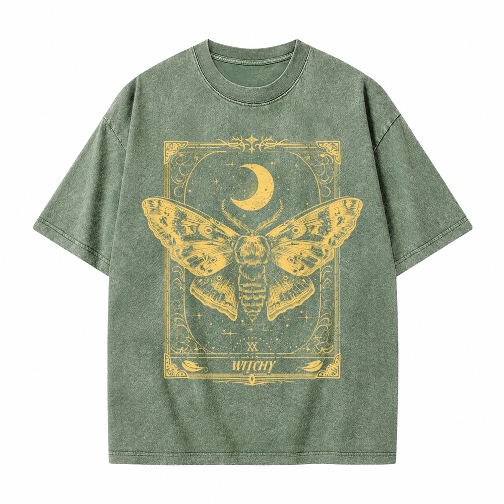 Moonnora Gothic Raven Dark Academia Witchy Tarot Card On Comfort Colors Washed T-Shirt