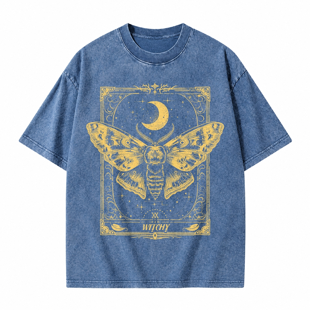 Moonnora Gothic Raven Dark Academia Witchy Tarot Card On Comfort Colors Washed T-Shirt