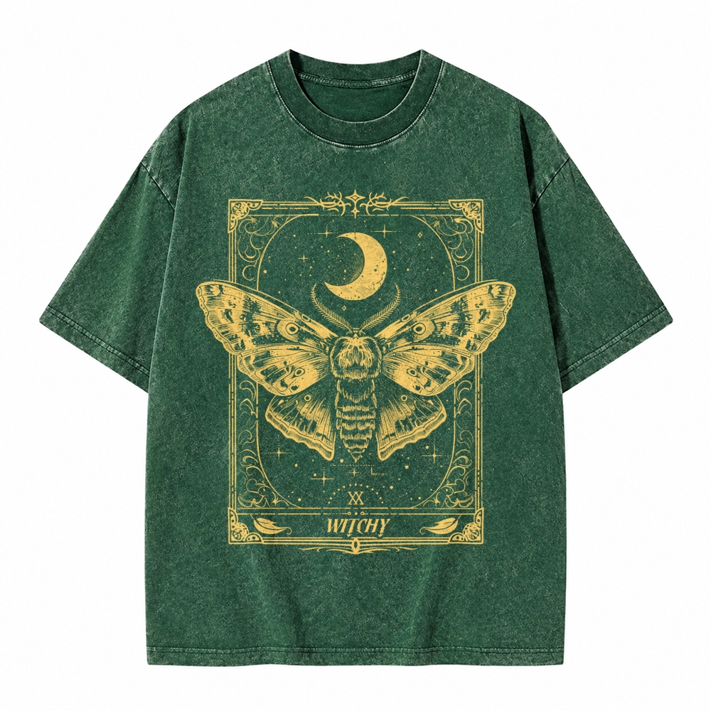 Moonnora Gothic Raven Dark Academia Witchy Tarot Card On Comfort Colors Washed T-Shirt
