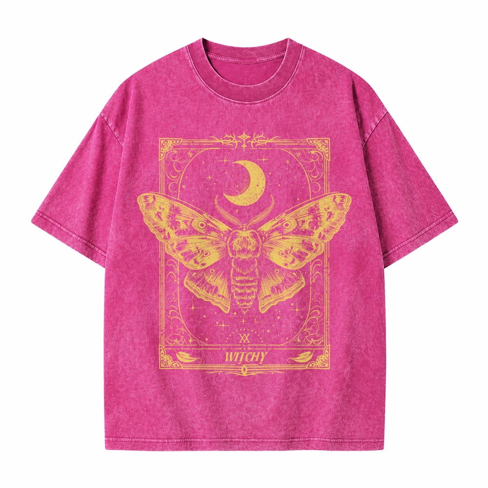 Moonnora Gothic Raven Dark Academia Witchy Tarot Card On Comfort Colors Washed T-Shirt