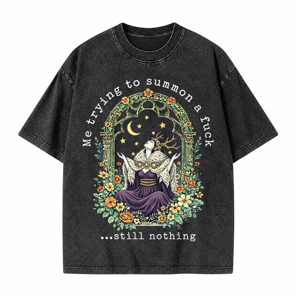 Moonnora Sarcastic Witchy Goddess Mental Health Tarot Card On Comfort Colors Washed T-Shirt