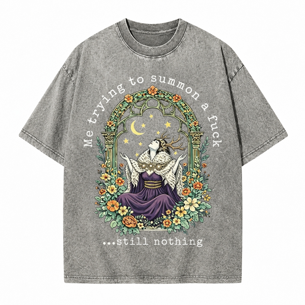 Moonnora Sarcastic Witchy Goddess Mental Health Tarot Card On Comfort Colors Washed T-Shirt
