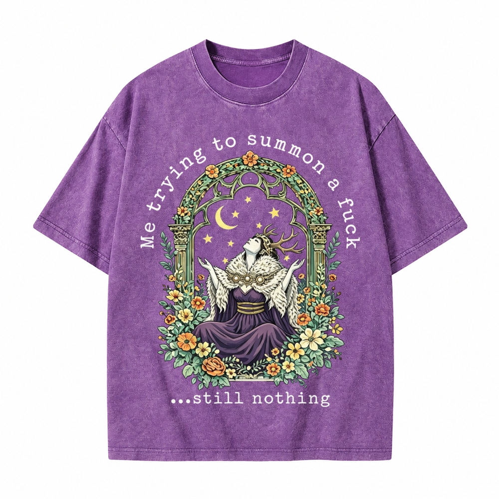 Moonnora Sarcastic Witchy Goddess Mental Health Tarot Card On Comfort Colors Washed T-Shirt