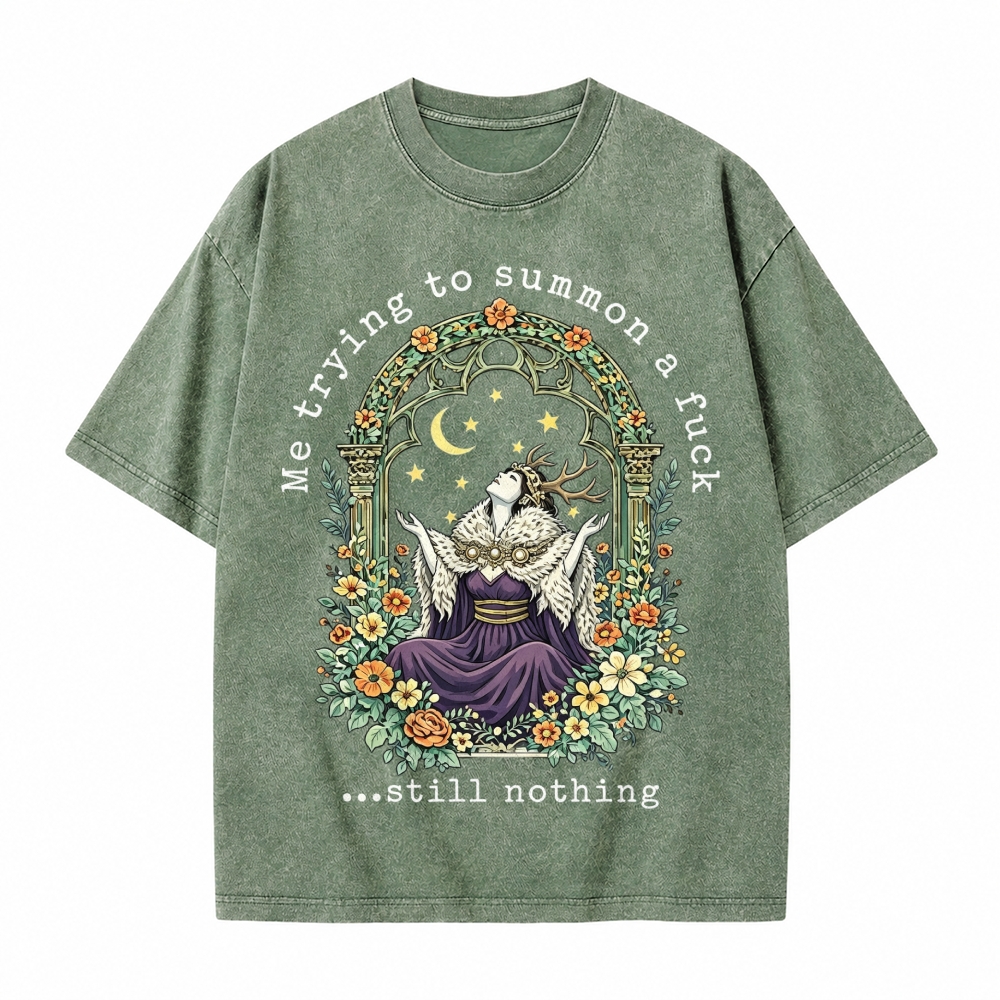 Moonnora Sarcastic Witchy Goddess Mental Health Tarot Card On Comfort Colors Washed T-Shirt
