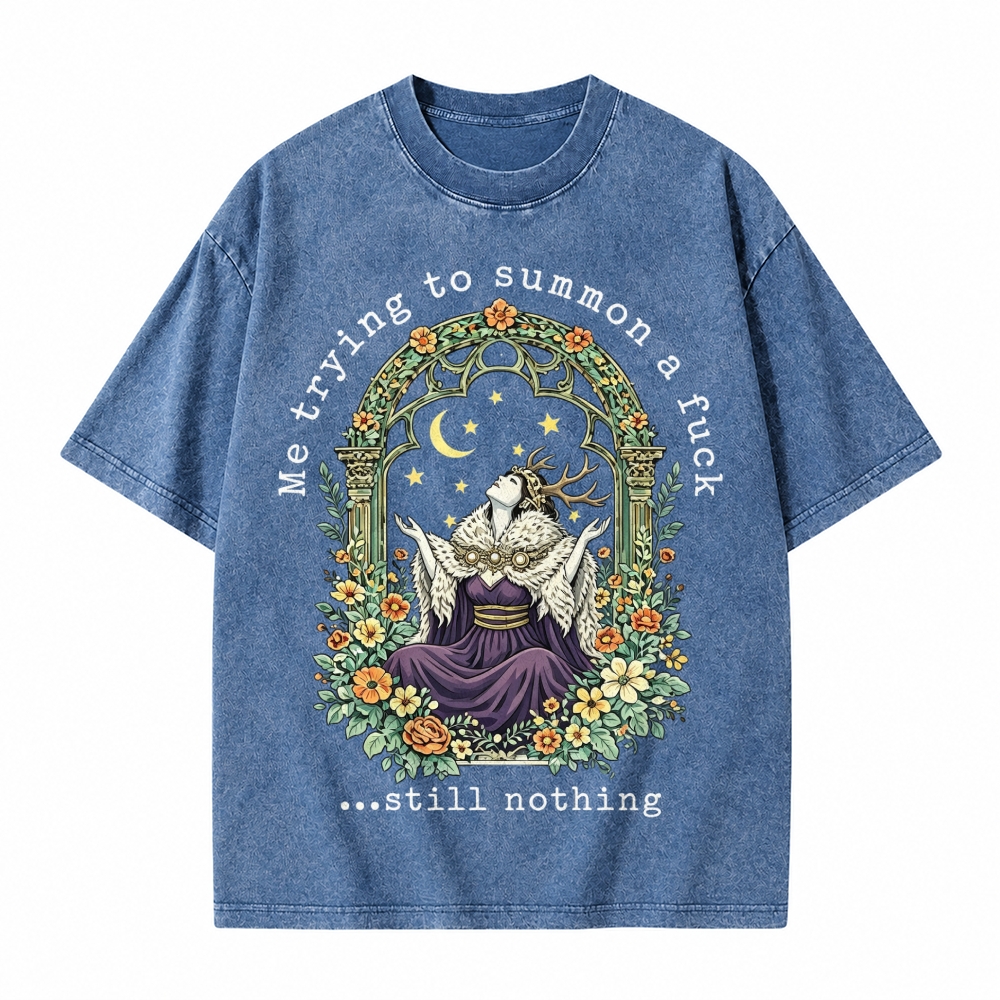 Moonnora Sarcastic Witchy Goddess Mental Health Tarot Card On Comfort Colors Washed T-Shirt
