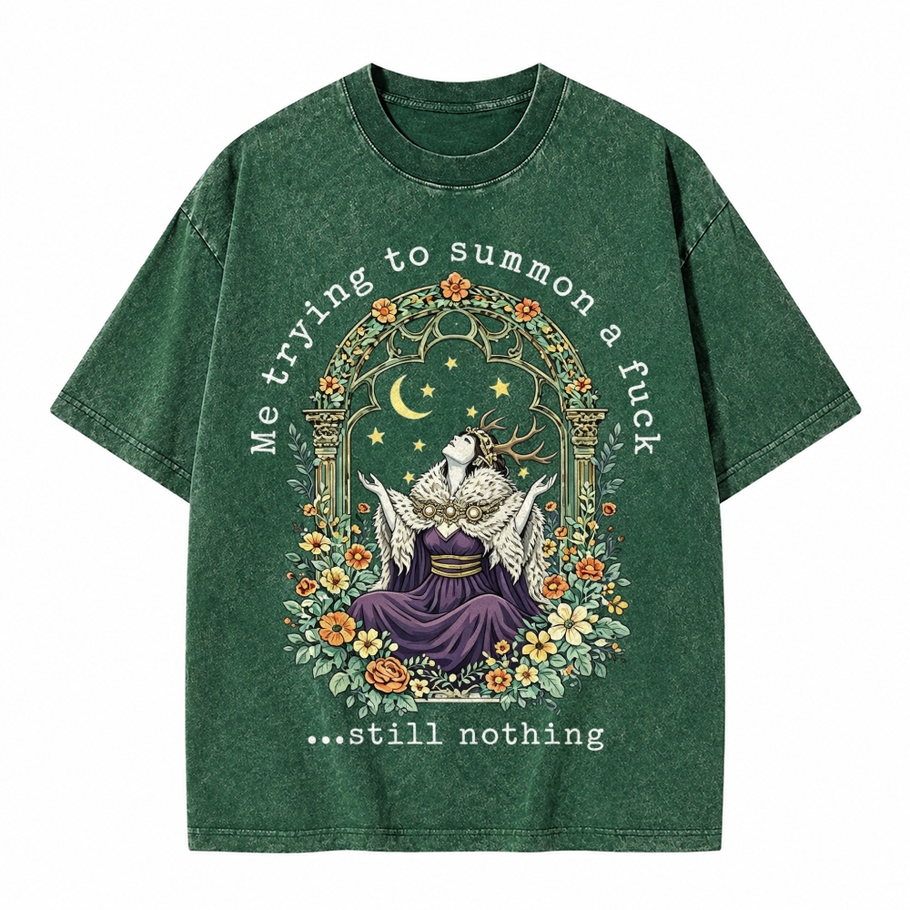 Moonnora Sarcastic Witchy Goddess Mental Health Tarot Card On Comfort Colors Washed T-Shirt