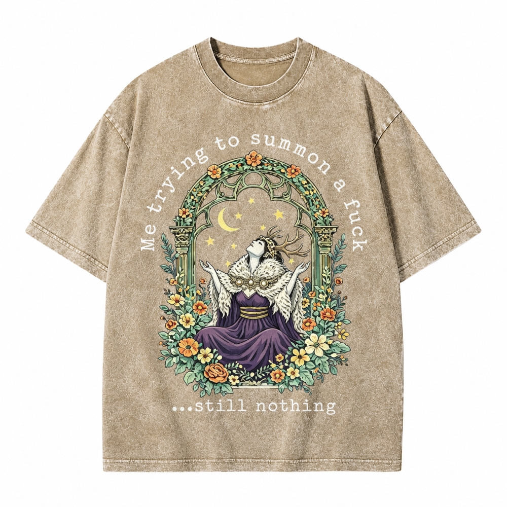 Moonnora Sarcastic Witchy Goddess Mental Health Tarot Card On Comfort Colors Washed T-Shirt