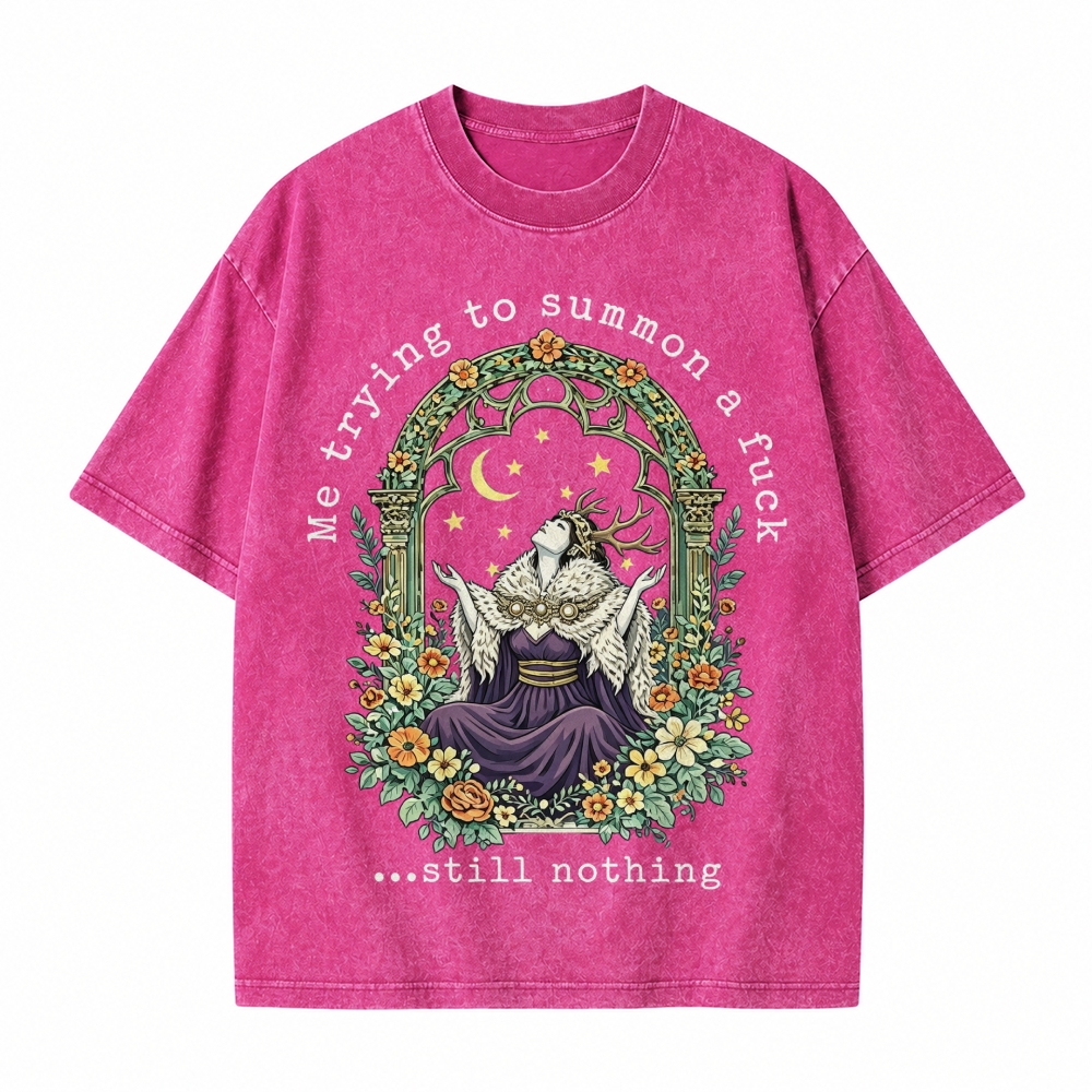 Moonnora Sarcastic Witchy Goddess Mental Health Tarot Card On Comfort Colors Washed T-Shirt
