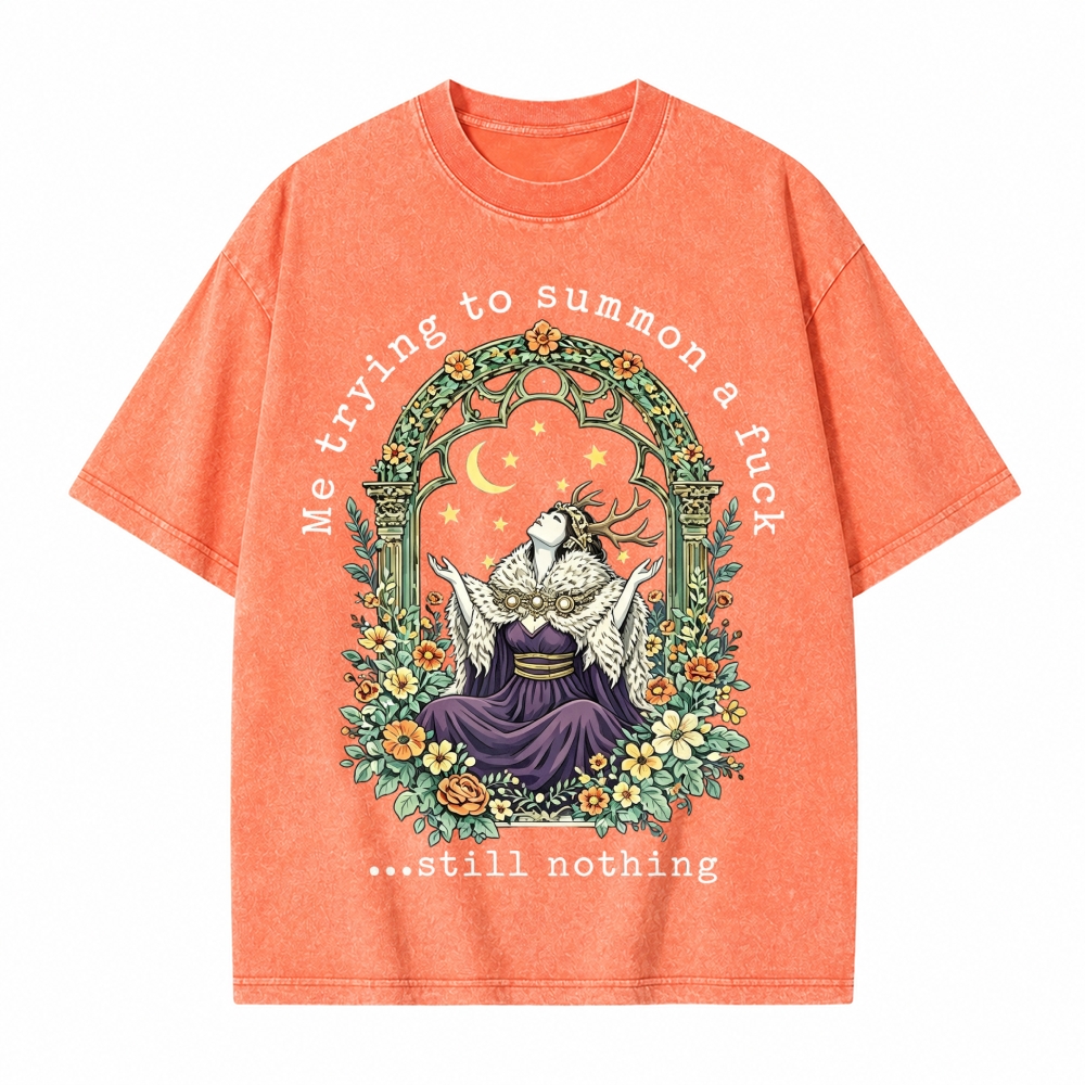 Moonnora Sarcastic Witchy Goddess Mental Health Tarot Card On Comfort Colors Washed T-Shirt