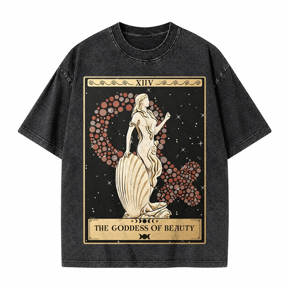 Moonnora The Goddess Of Beauty Aphrodite Goddess Tarot Card On Comfort Colors Washed T-Shirt