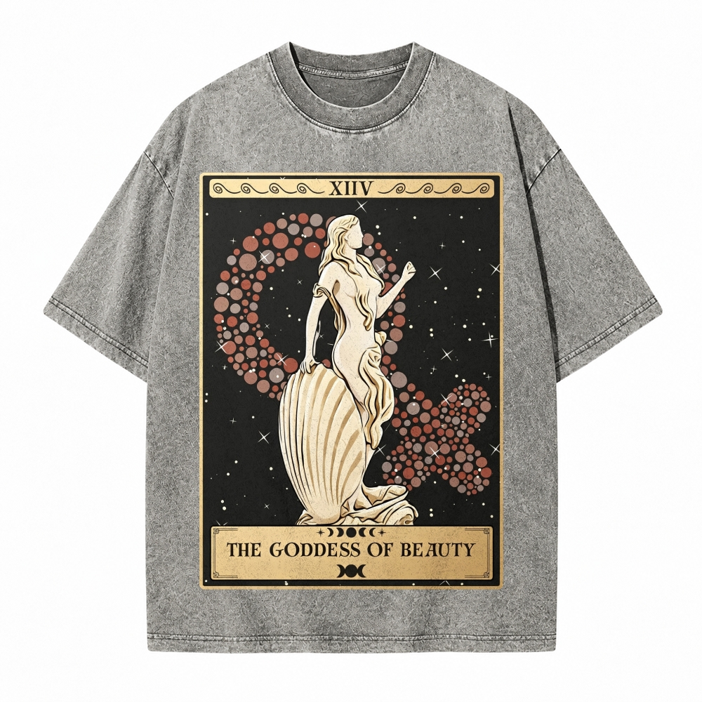 Moonnora The Goddess Of Beauty Aphrodite Goddess Tarot Card On Comfort Colors Washed T-Shirt