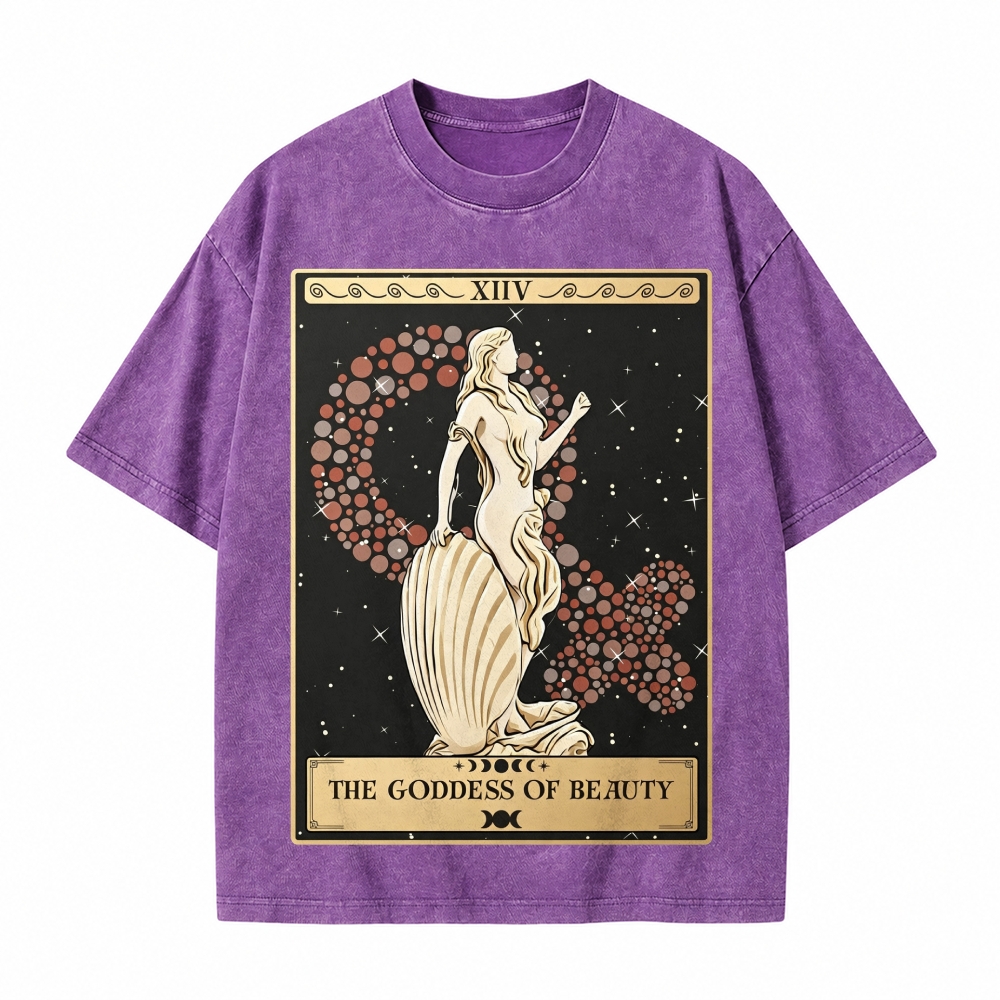 Moonnora The Goddess Of Beauty Aphrodite Goddess Tarot Card On Comfort Colors Washed T-Shirt