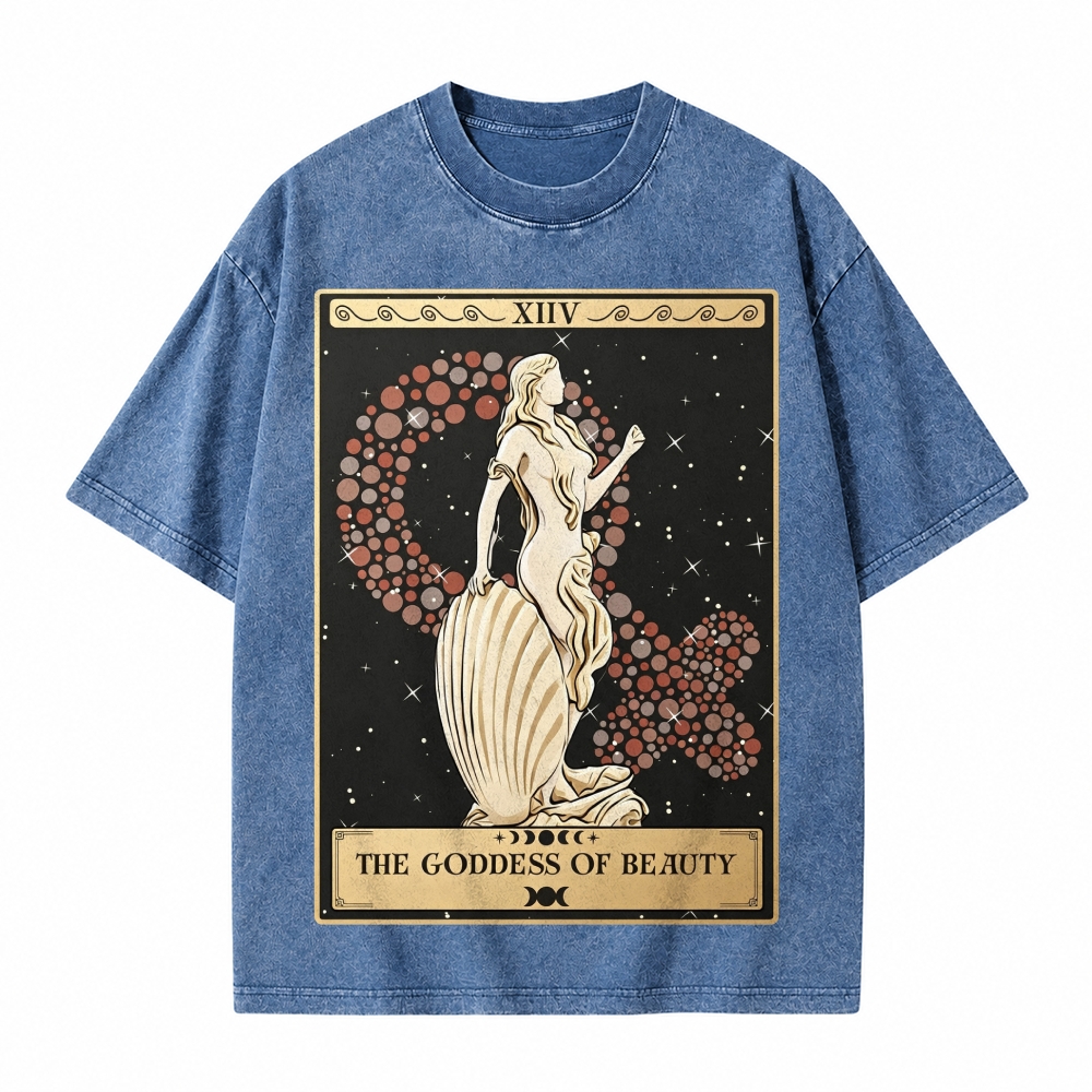 Moonnora The Goddess Of Beauty Aphrodite Goddess Tarot Card On Comfort Colors Washed T-Shirt