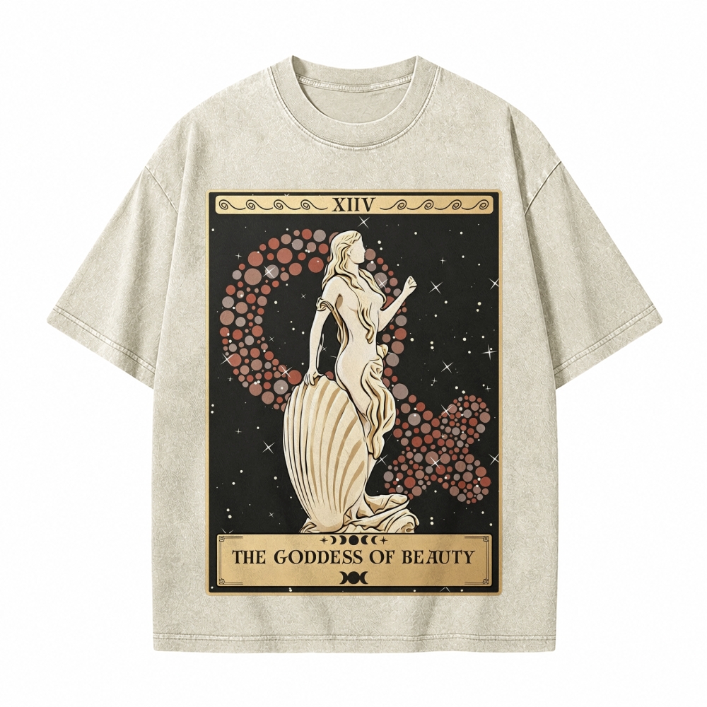 Moonnora The Goddess Of Beauty Aphrodite Goddess Tarot Card On Comfort Colors Washed T-Shirt