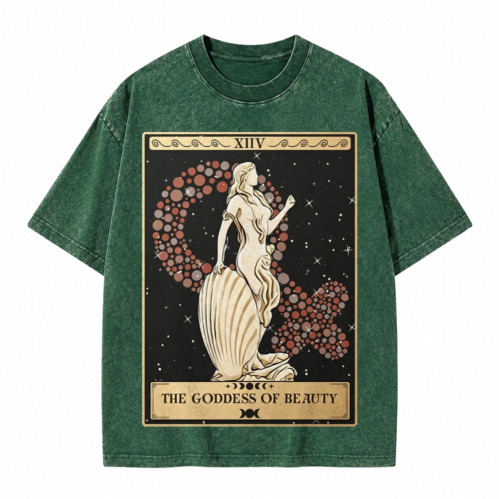 Moonnora The Goddess Of Beauty Aphrodite Goddess Tarot Card On Comfort Colors Washed T-Shirt