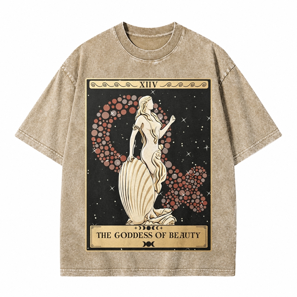 Moonnora The Goddess Of Beauty Aphrodite Goddess Tarot Card On Comfort Colors Washed T-Shirt