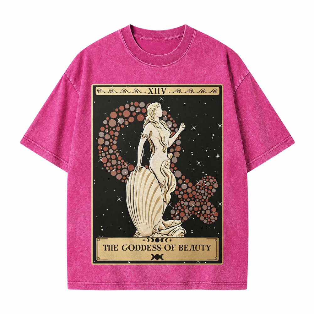 Moonnora The Goddess Of Beauty Aphrodite Goddess Tarot Card On Comfort Colors Washed T-Shirt