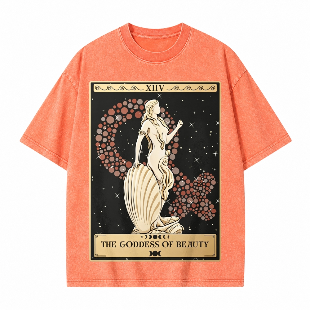 Moonnora The Goddess Of Beauty Aphrodite Goddess Tarot Card On Comfort Colors Washed T-Shirt