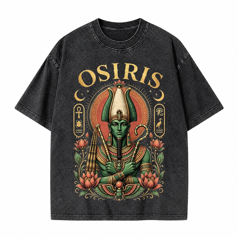 Moonnora Osiris Egyptian God Tarot Card On Comfort Colors Washed T-Shirt