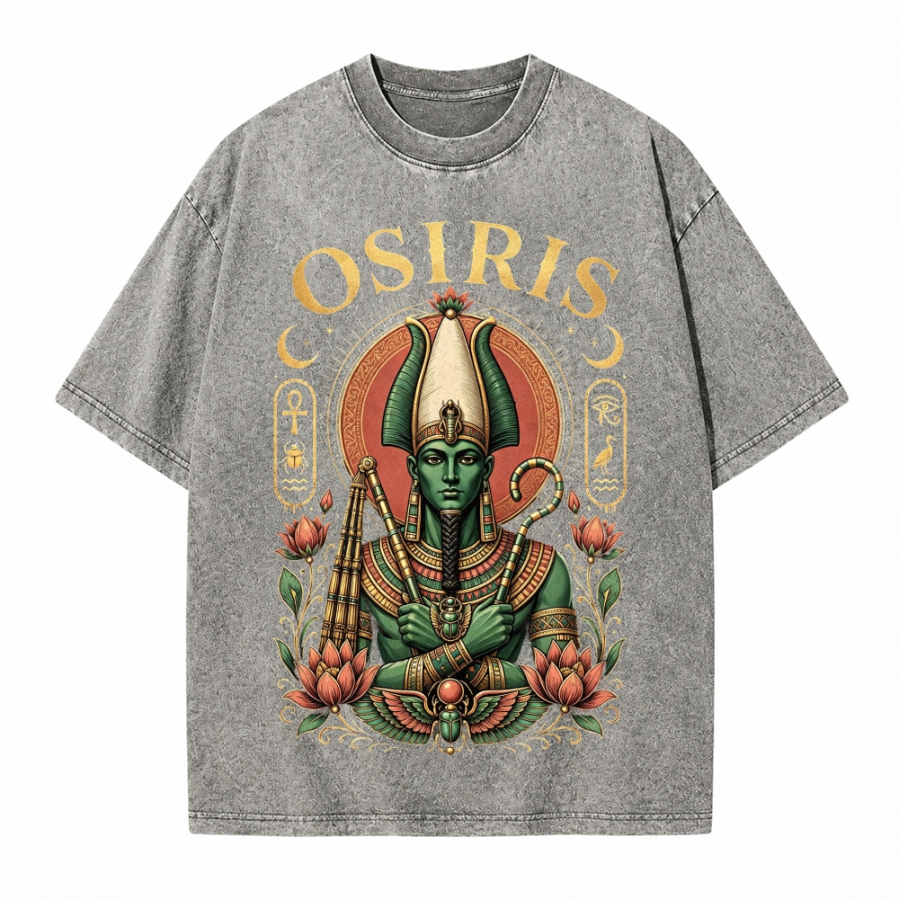 Moonnora Osiris Egyptian God Tarot Card On Comfort Colors Washed T-Shirt