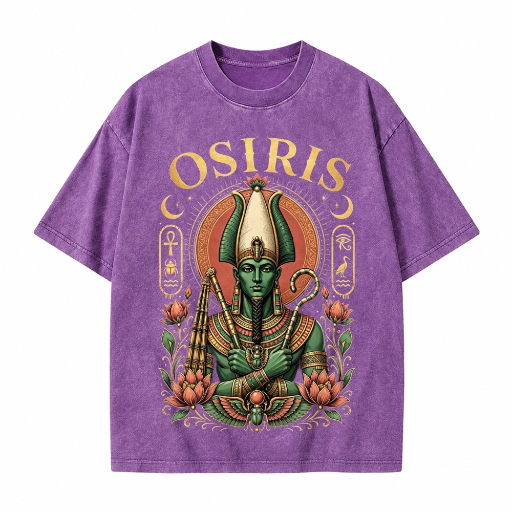 Moonnora Osiris Egyptian God Tarot Card On Comfort Colors Washed T-Shirt