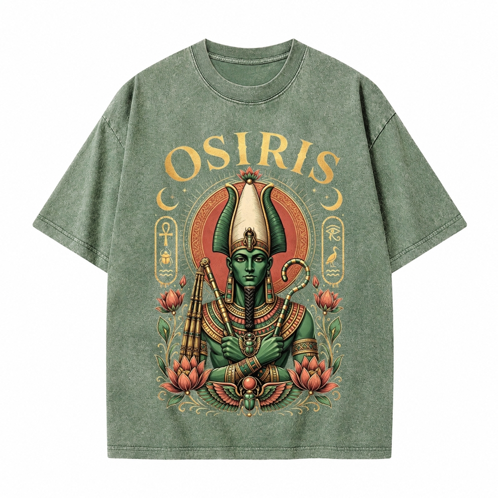 Moonnora Osiris Egyptian God Tarot Card On Comfort Colors Washed T-Shirt