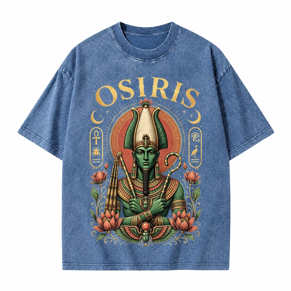 Moonnora Osiris Egyptian God Tarot Card On Comfort Colors Washed T-Shirt