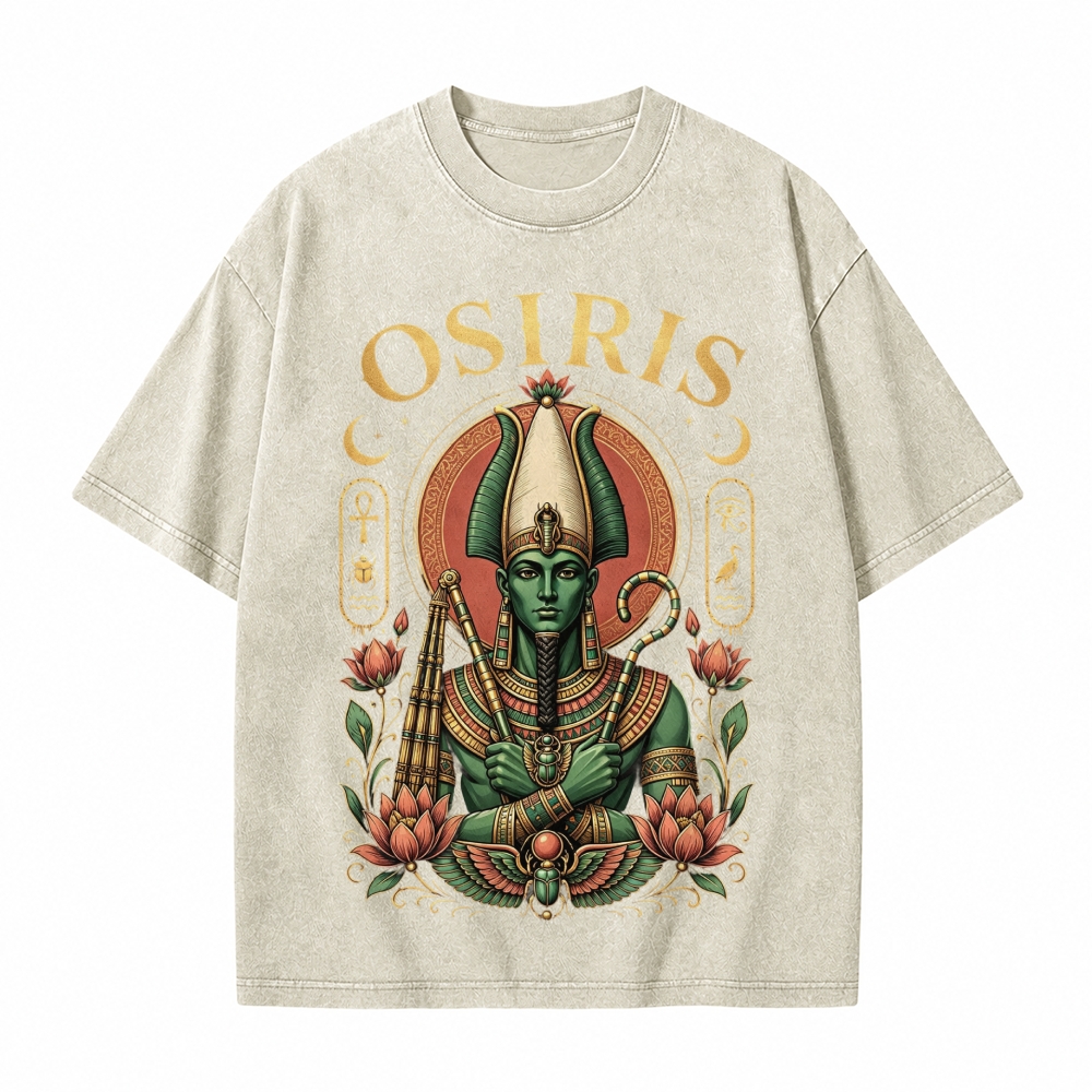Moonnora Osiris Egyptian God Tarot Card On Comfort Colors Washed T-Shirt