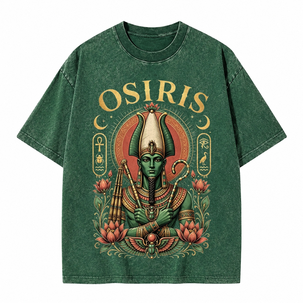 Moonnora Osiris Egyptian God Tarot Card On Comfort Colors Washed T-Shirt