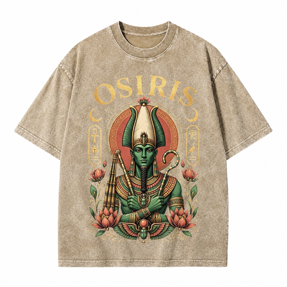Moonnora Osiris Egyptian God Tarot Card On Comfort Colors Washed T-Shirt