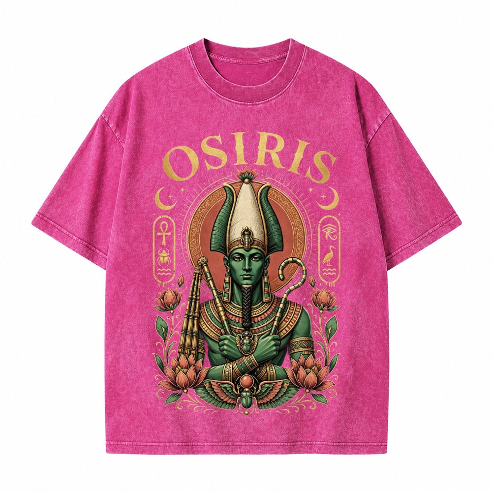Moonnora Osiris Egyptian God Tarot Card On Comfort Colors Washed T-Shirt