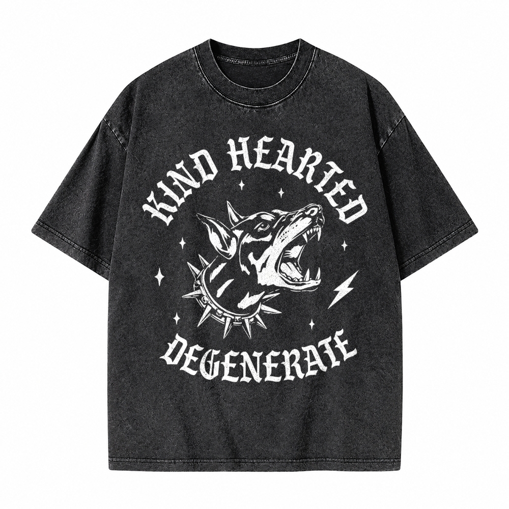 Moonnora Kind Hearted Degenerate Feminist Girl Power  Tarot Card On Comfort Colors Washed T-Shirt