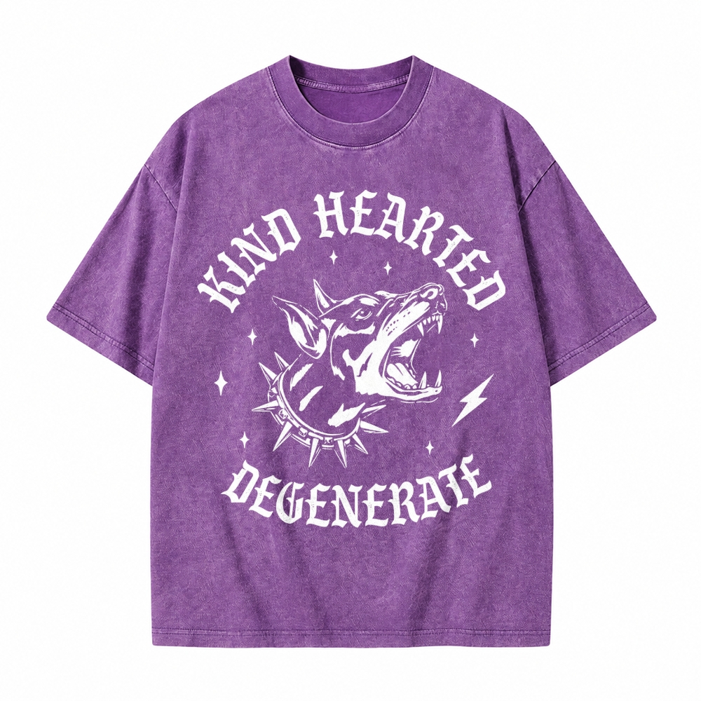 Moonnora Kind Hearted Degenerate Feminist Girl Power  Tarot Card On Comfort Colors Washed T-Shirt