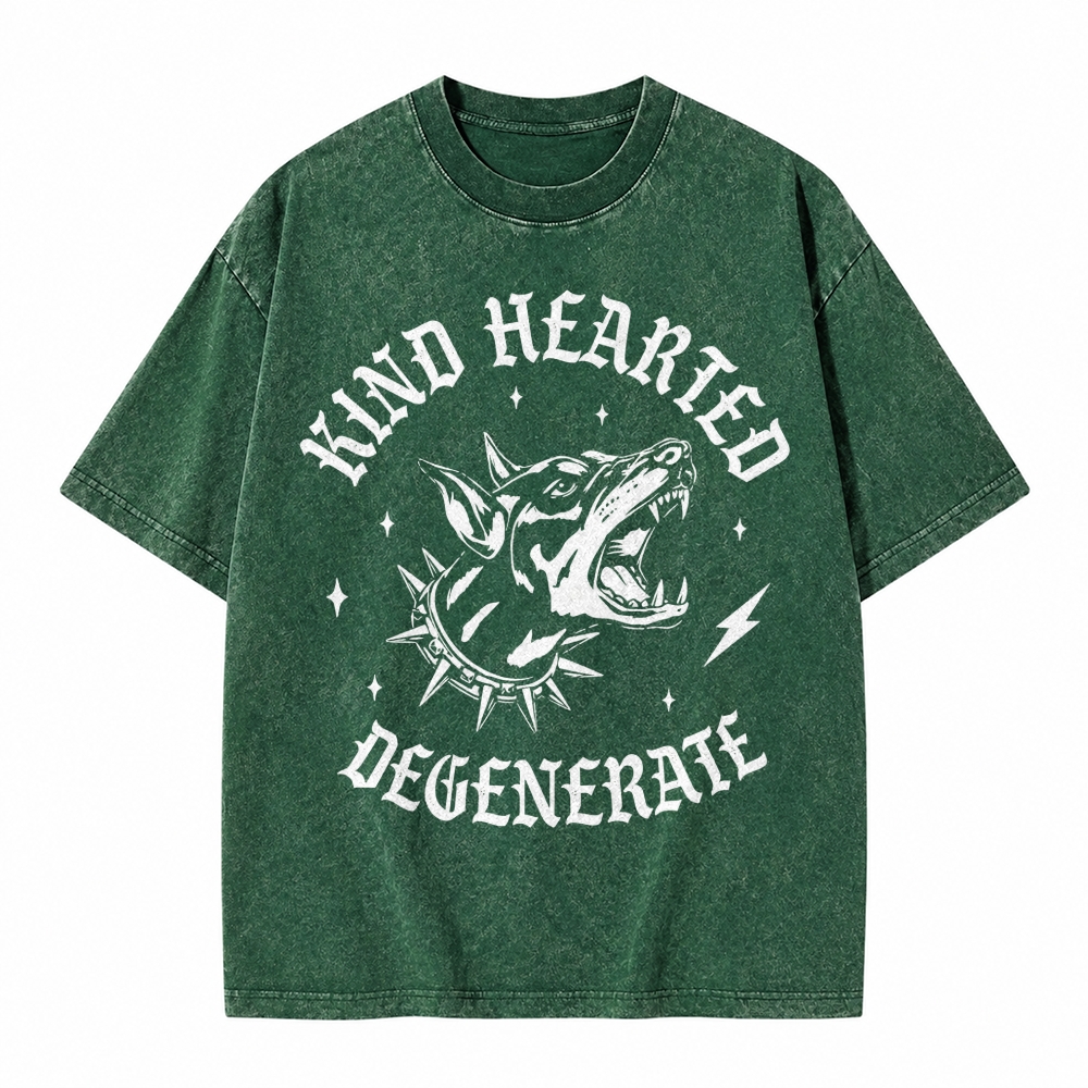 Moonnora Kind Hearted Degenerate Feminist Girl Power  Tarot Card On Comfort Colors Washed T-Shirt