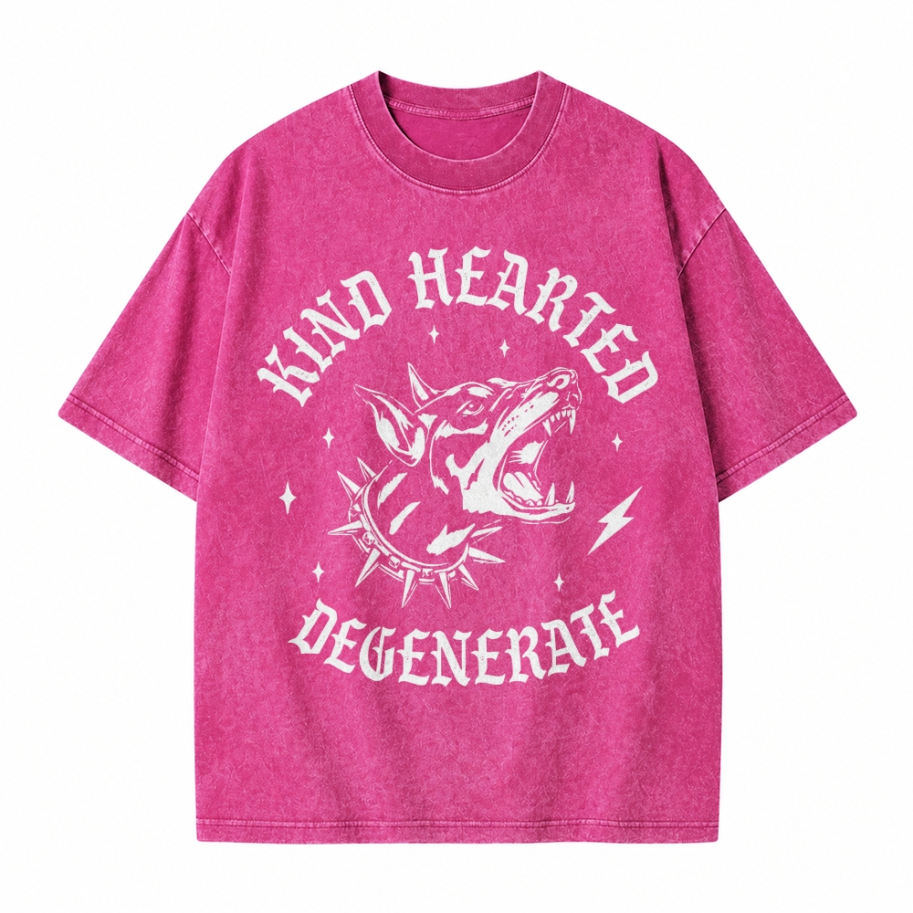 Moonnora Kind Hearted Degenerate Feminist Girl Power  Tarot Card On Comfort Colors Washed T-Shirt