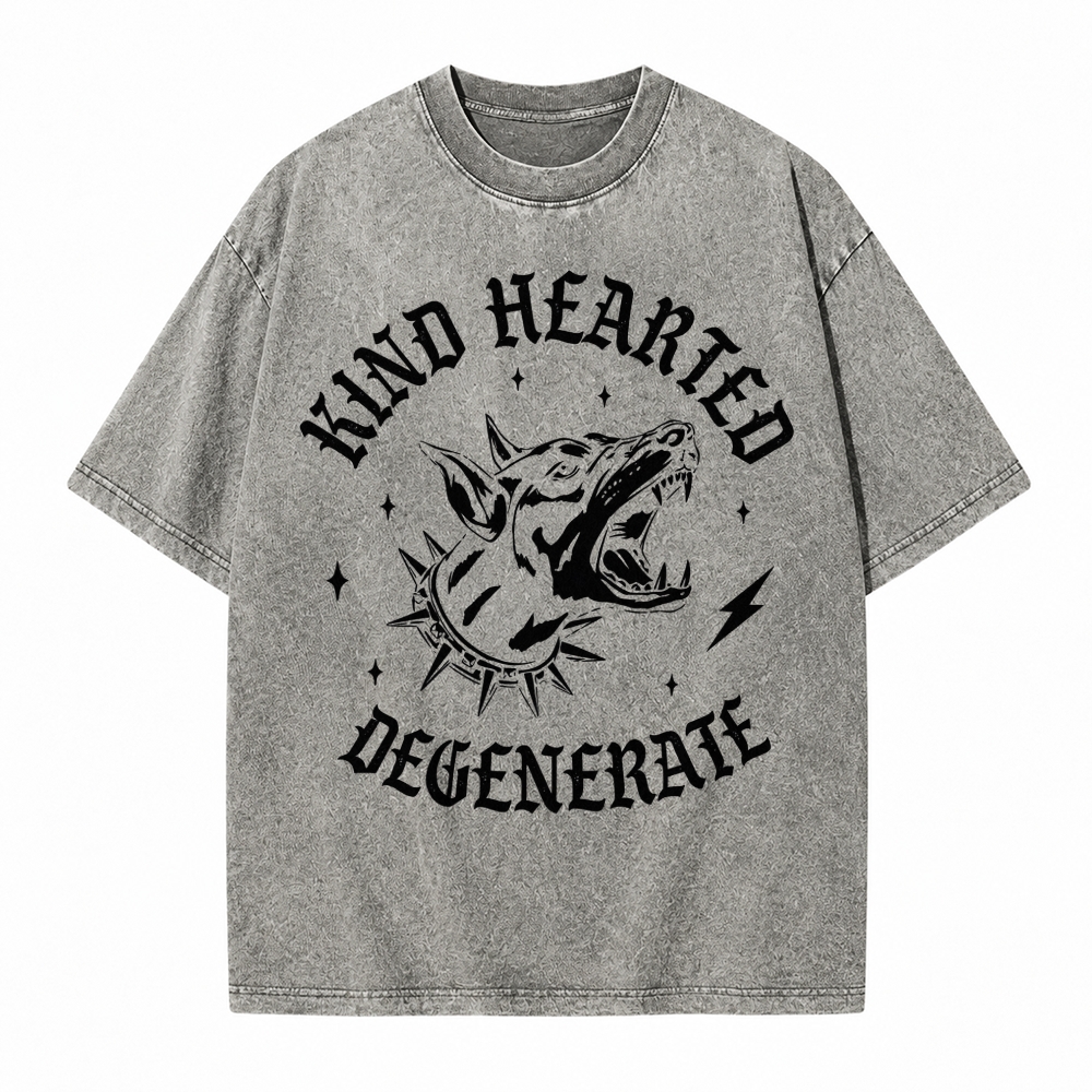 Moonnora Kind Hearted Degenerate Feminist Girl Power  Tarot Card On Comfort Colors Washed T-Shirt