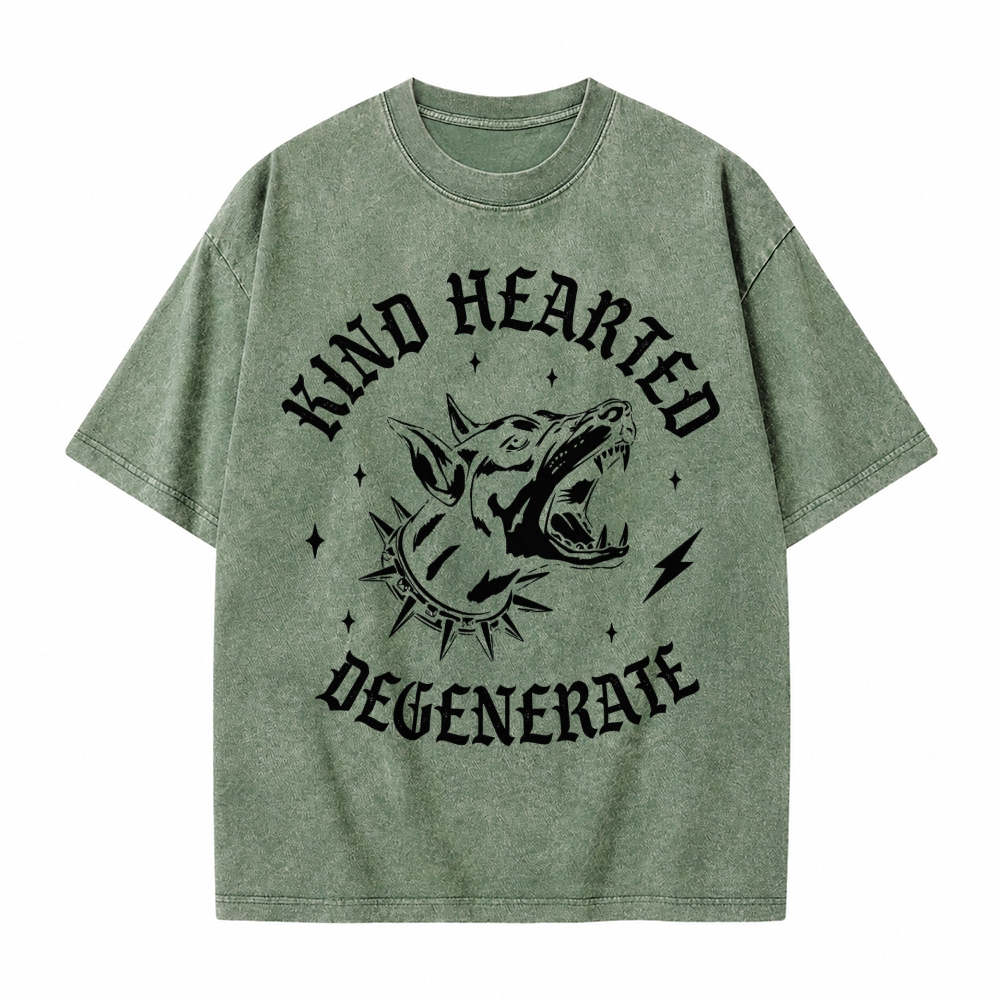 Moonnora Kind Hearted Degenerate Feminist Girl Power  Tarot Card On Comfort Colors Washed T-Shirt