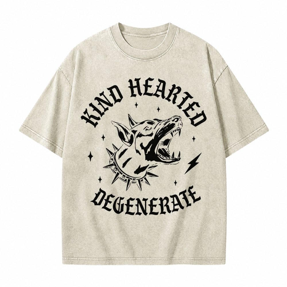 Moonnora Kind Hearted Degenerate Feminist Girl Power  Tarot Card On Comfort Colors Washed T-Shirt