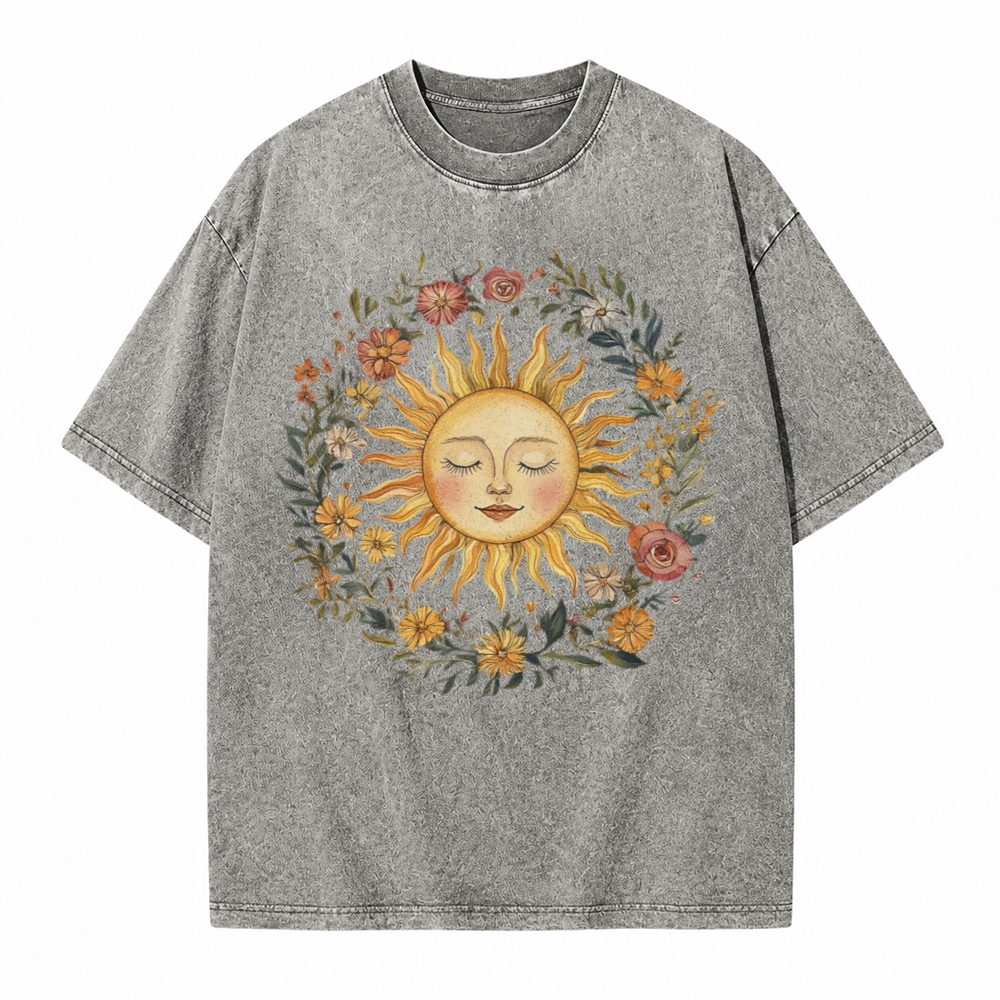 Moonnora Celestial Sun Tee Mystical Sun Graphic Tarot Card On Comfort Colors Washed T-Shirt