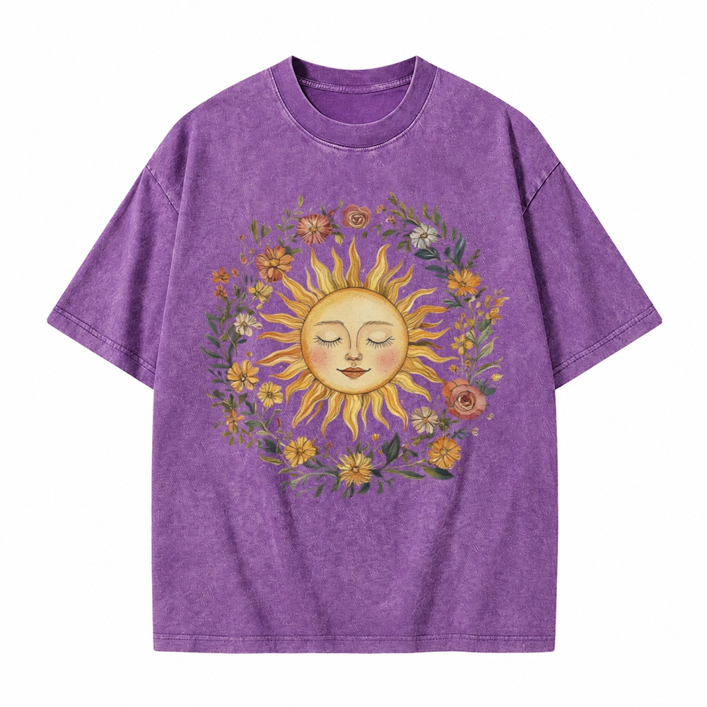 Moonnora Celestial Sun Tee Mystical Sun Graphic Tarot Card On Comfort Colors Washed T-Shirt