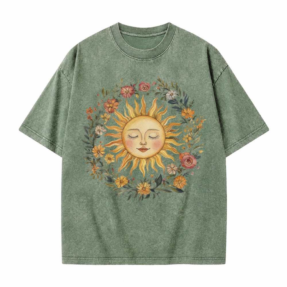 Moonnora Celestial Sun Tee Mystical Sun Graphic Tarot Card On Comfort Colors Washed T-Shirt