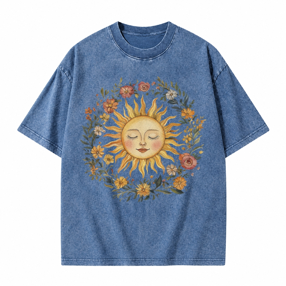 Moonnora Celestial Sun Tee Mystical Sun Graphic Tarot Card On Comfort Colors Washed T-Shirt